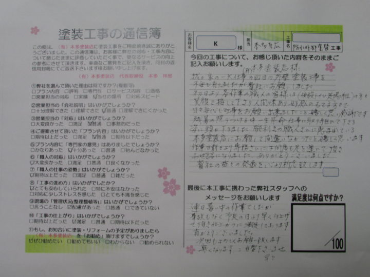 中津川市 K様邸外壁塗装工事